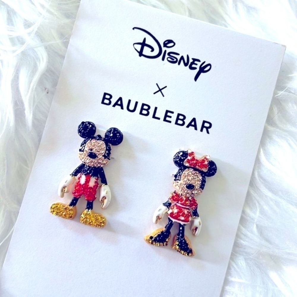 Brand New Disney X BaubleBar Mickey & Minnie Mouse Sparkly Mismatch Earrings - Picture 3 of 13
